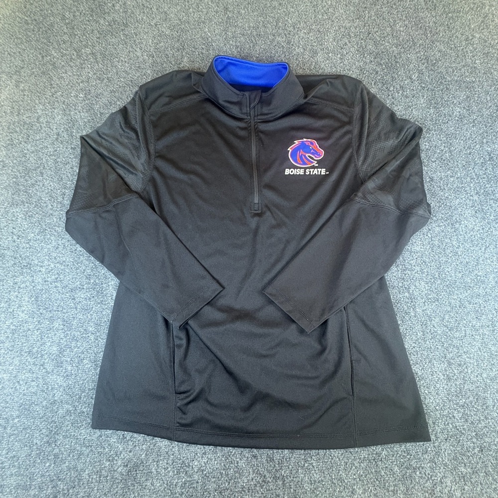 Captivating Boise State Broncos NCAA Jacket‎ Mens Large Black Logo Quarter Zip